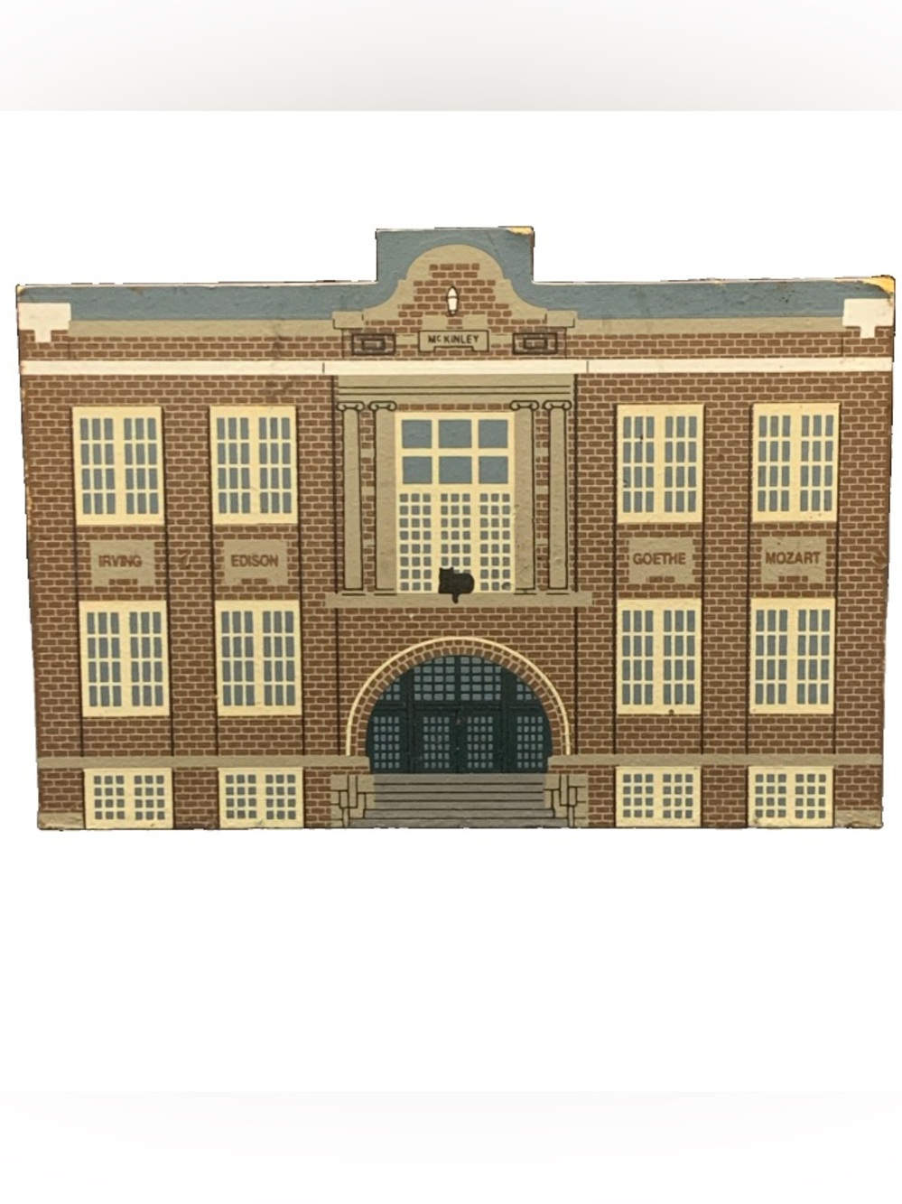 Vintage Cat's Meow Wood 1995 McKinley Building West Milton School 1909-1982 Ohio